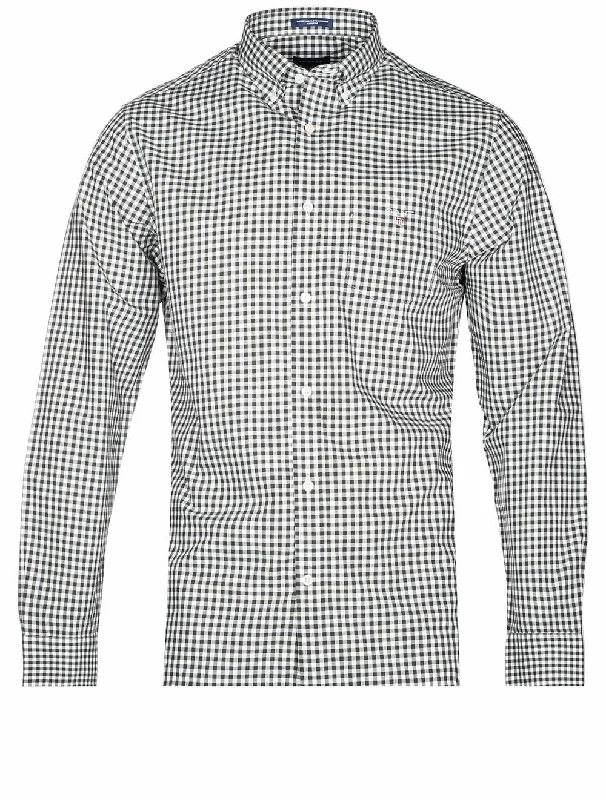 Unmissable Offer Regular Fit Broadcloth Buttondown Gingham Shirt Storm Green