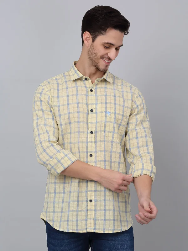 Weekend Deals That Thrill Men's Yellow Casual Medium Checks Full Sleeve Shirt