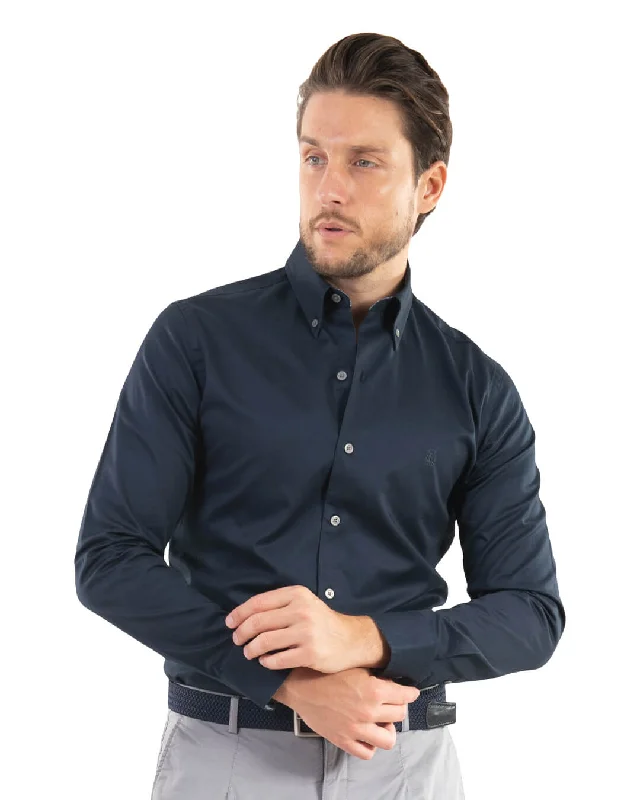 New Deal Navy Cotton Twill Button Down Shirt