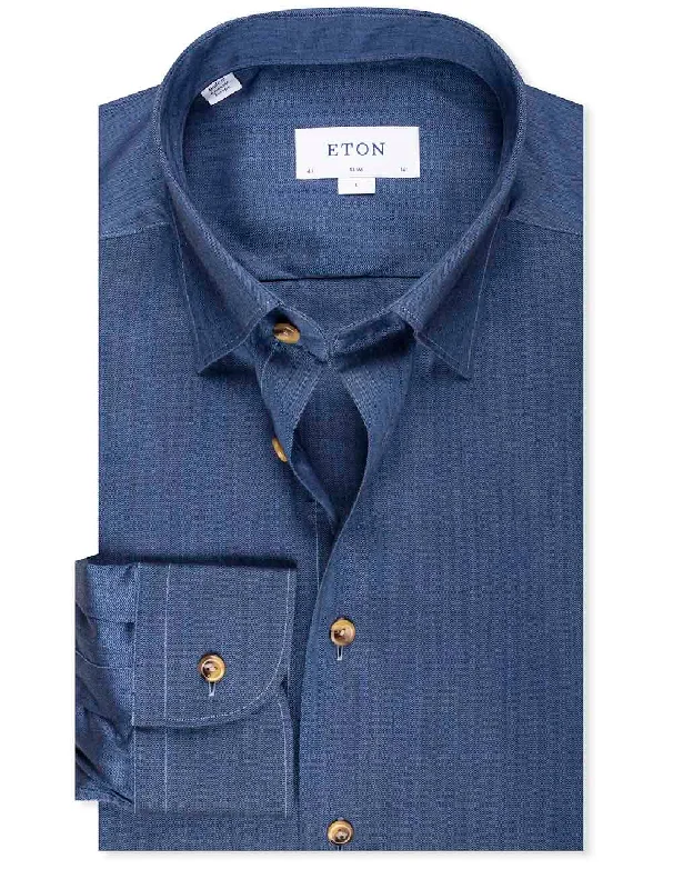 Deal Frenzy Slim Fit Herringbone Flannel Shirt Blue