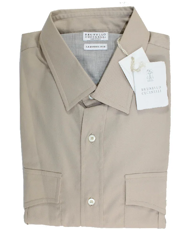 Discount Days Brunello Cucinelli Shirt Khaki Western S Slim Fit