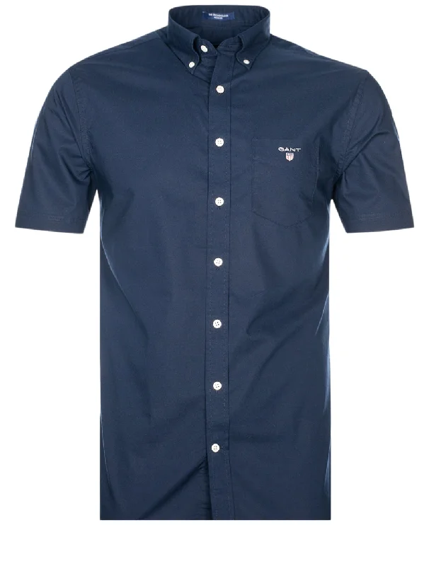 Reduced Rates Regular Fit Short Sleeve Broadcloth Shirt Marine