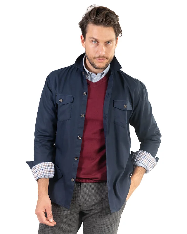 Weekend Bargains Galore Navy Tencel Blend Overshirt