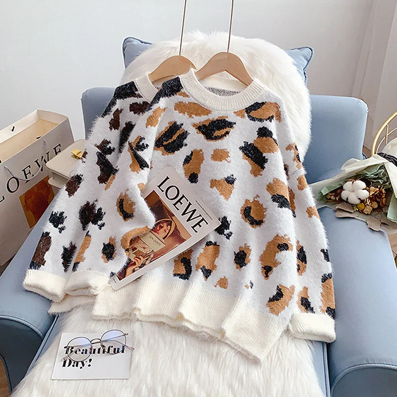 Weekend Discounts to Enjoy Leopard print Mohair women's Pullover 5200