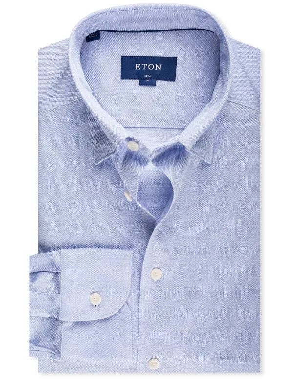 Price Rollback Slim Fit Button Under Jersey Shirt Blue