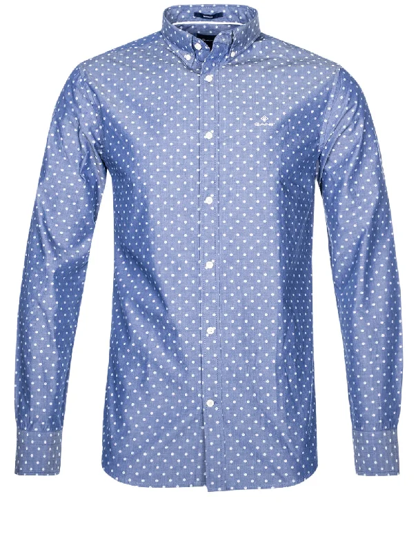 Massive Deals Regular Fit Jacquard Dot Shirt College Blue