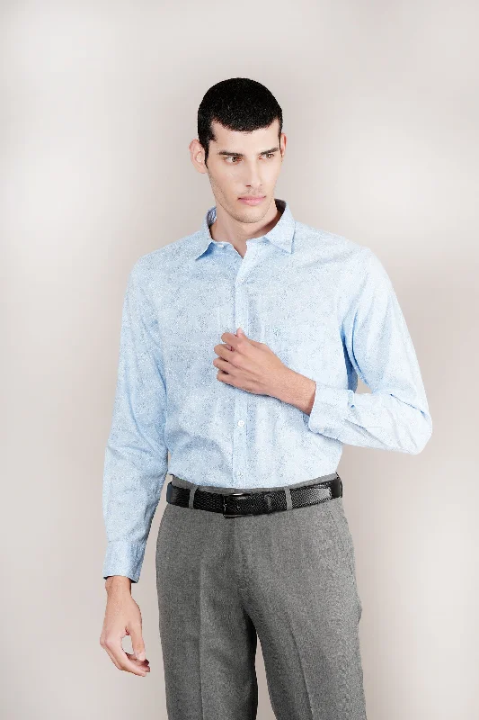 Stock Up and Save Men's Sky Blue Printed Full Sleeves Casual Shirt