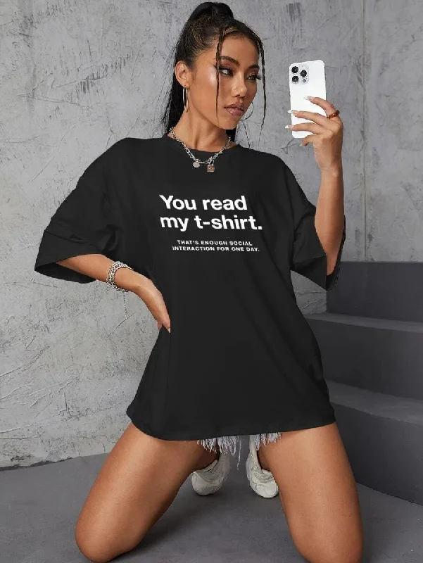 Weekend Special Womens Unisex Over Size Printed Black Color Tshirts