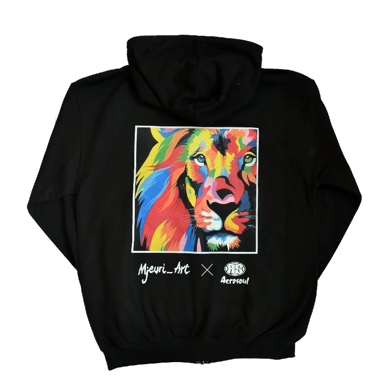 Deal Dash A.S. Africa Lion Zipped Hoodie (Black)