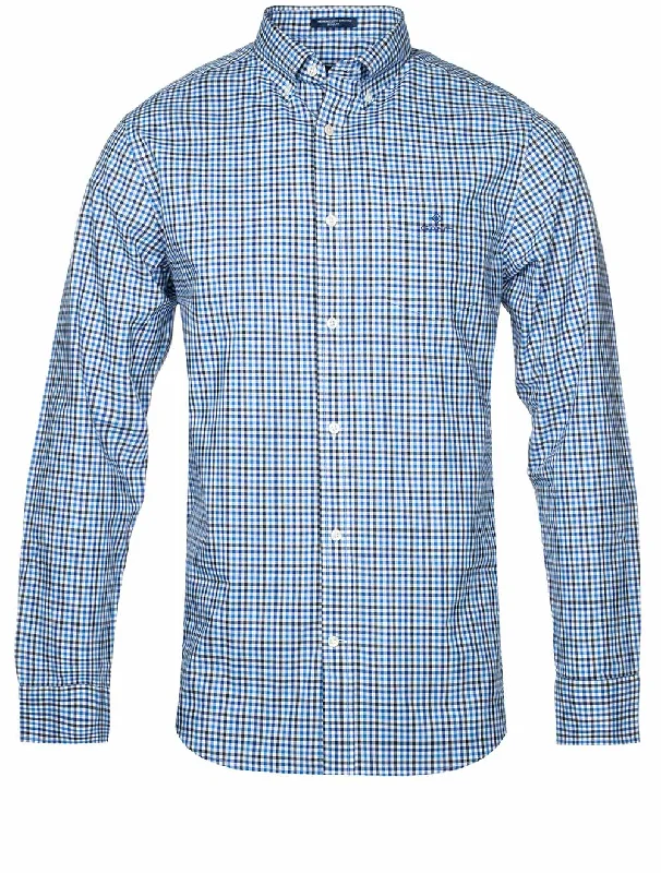 New Markdowns Regular Fit 3-Color Gingham Broadcloth Shirt College Blue