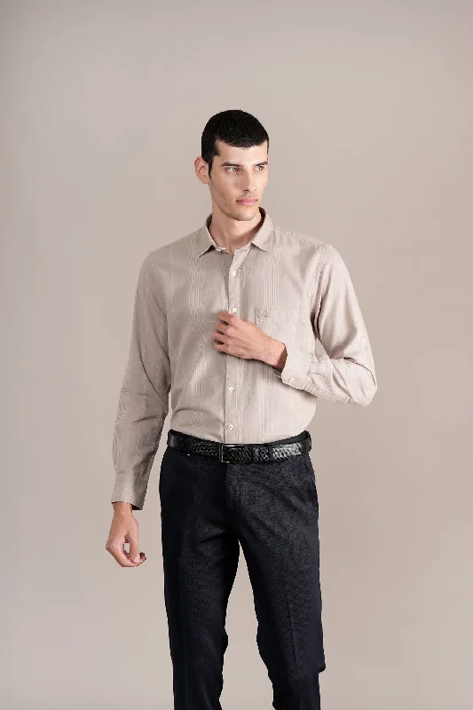 Special Promotion Men's Grey Striped Full Sleeves Casual Shirt