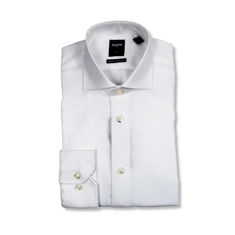 Online Only Serica Elite Tapered White Poplin Slim Fit Non-Iron Dress Shirt - E-325