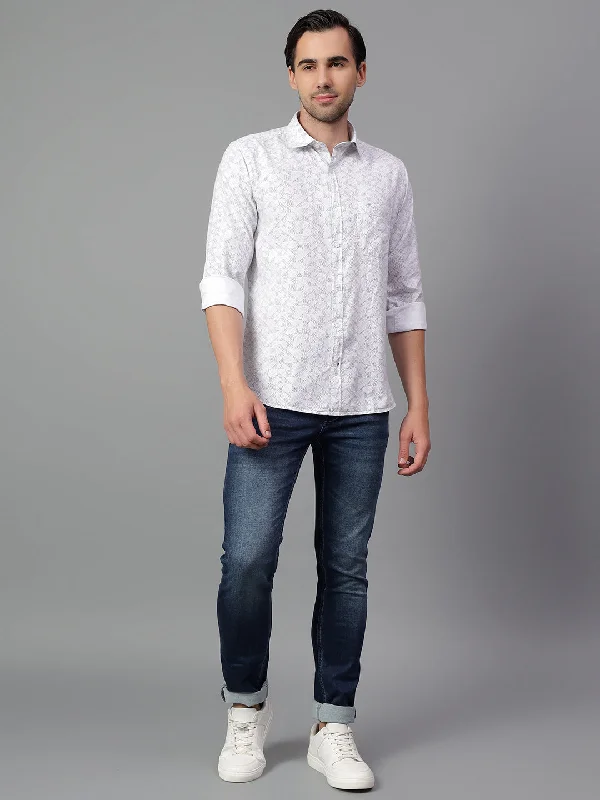 Early Access Men's White Printed Full Sleeve Casual Shirt
