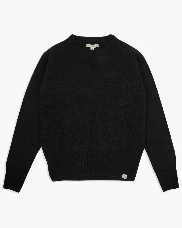 Price Drop Merz B Schwanen Good Basics LOCC01 Merino Wool & Cashmere Relaxed Pullover - Deep Black
