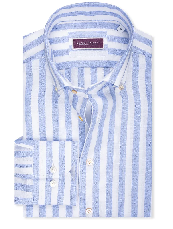 Time-Limited Offer Linen Stripe Buttondown Shirt Blue