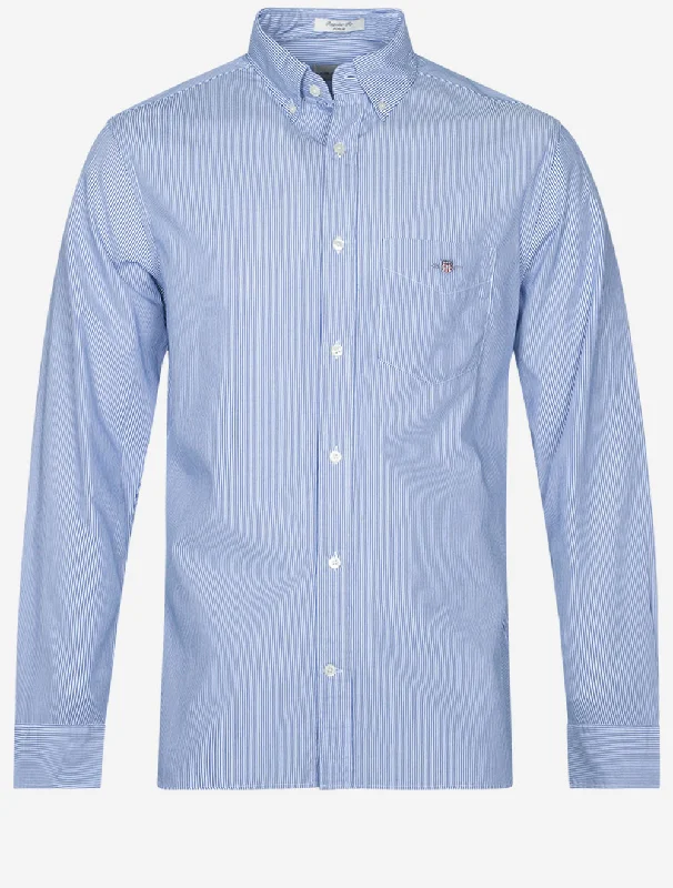 Overstock Sale Regular Poplin Banker Shirt College Blue