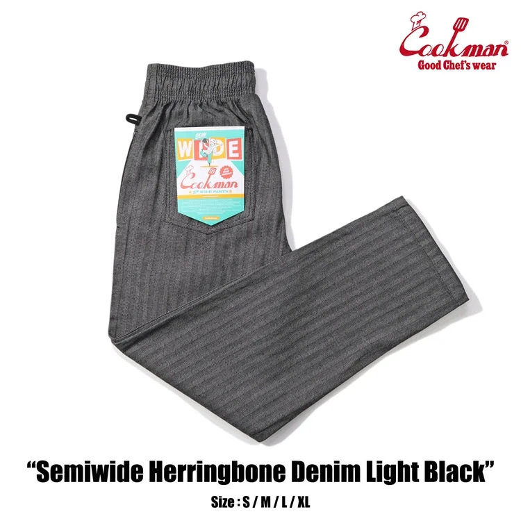 Weekend Bargains to Enjoy Cookman Chef Pants Semiwide - Herringbone Denim : Light Black