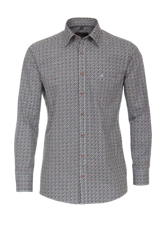 Weekend Specials to Indulge In Casa Moda Long Sleeve Geometric Print Shirt, Orange Multi