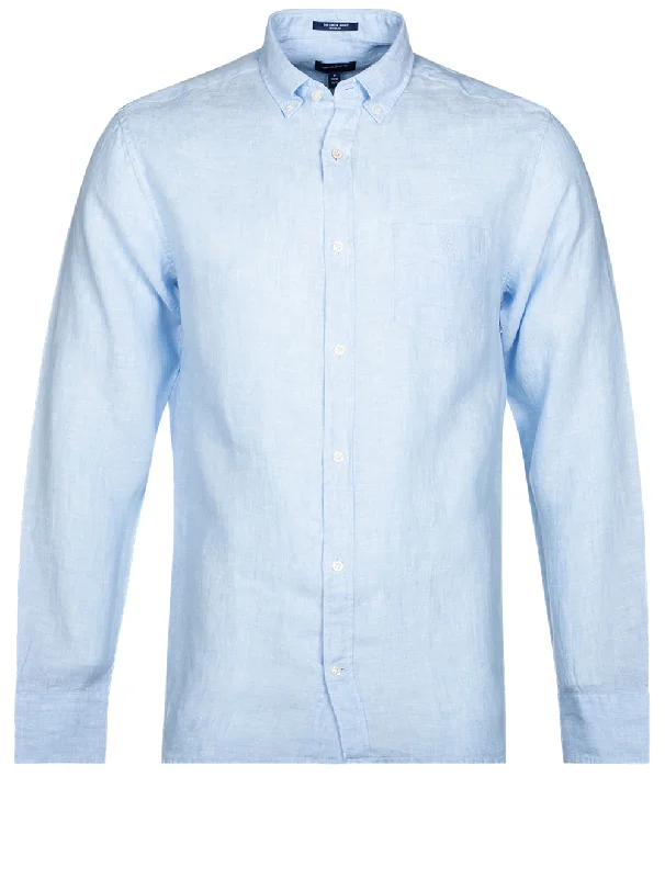 One-DAY Sale Regular Linen Shirt Button-down Capri Blue