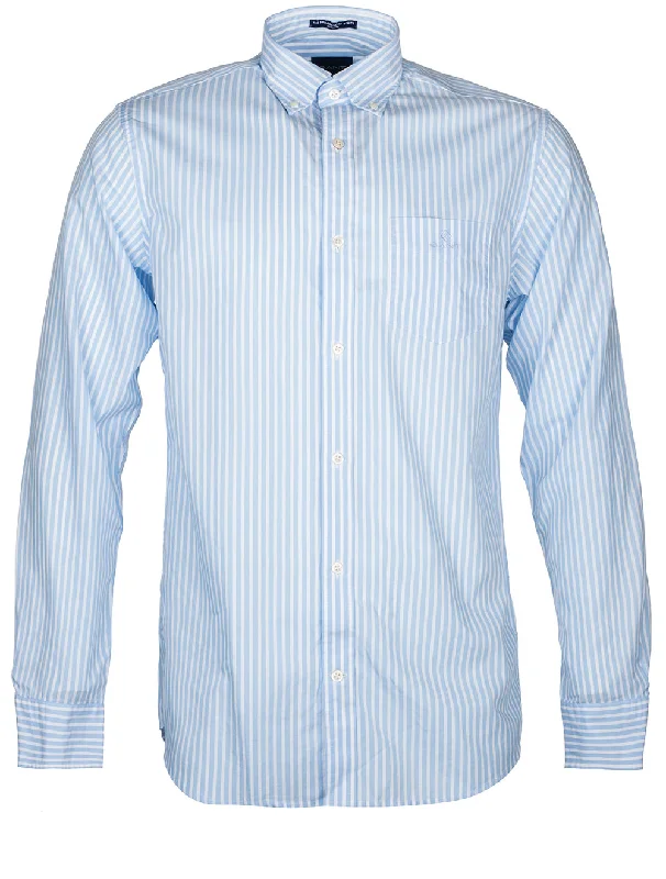 Final Clearance Regular Fit Stripe Broadcloth Shirt Capri Blue