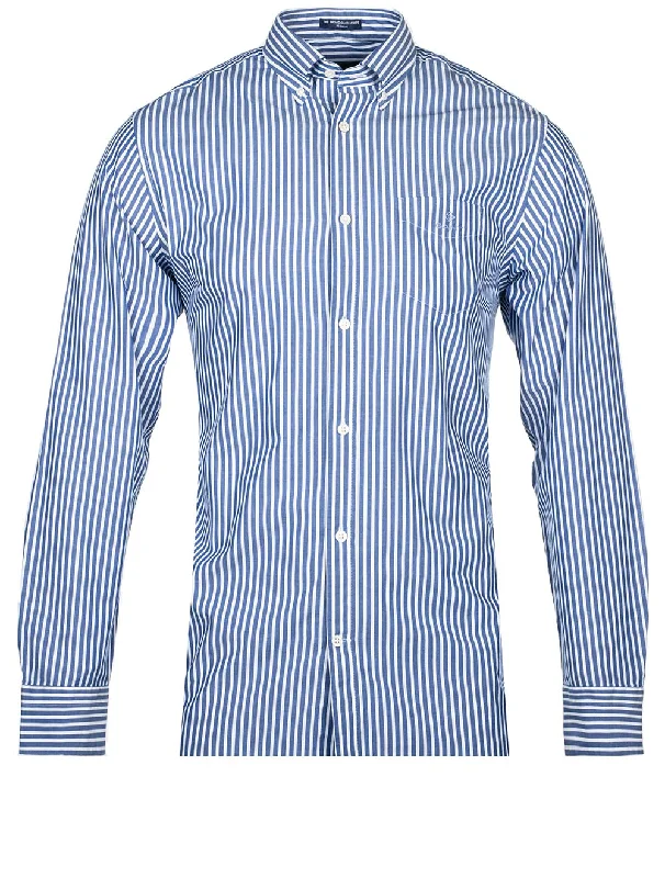 Weekend Discounts to Celebrate Regular Buttondown Broadcloth Stripe College Blue