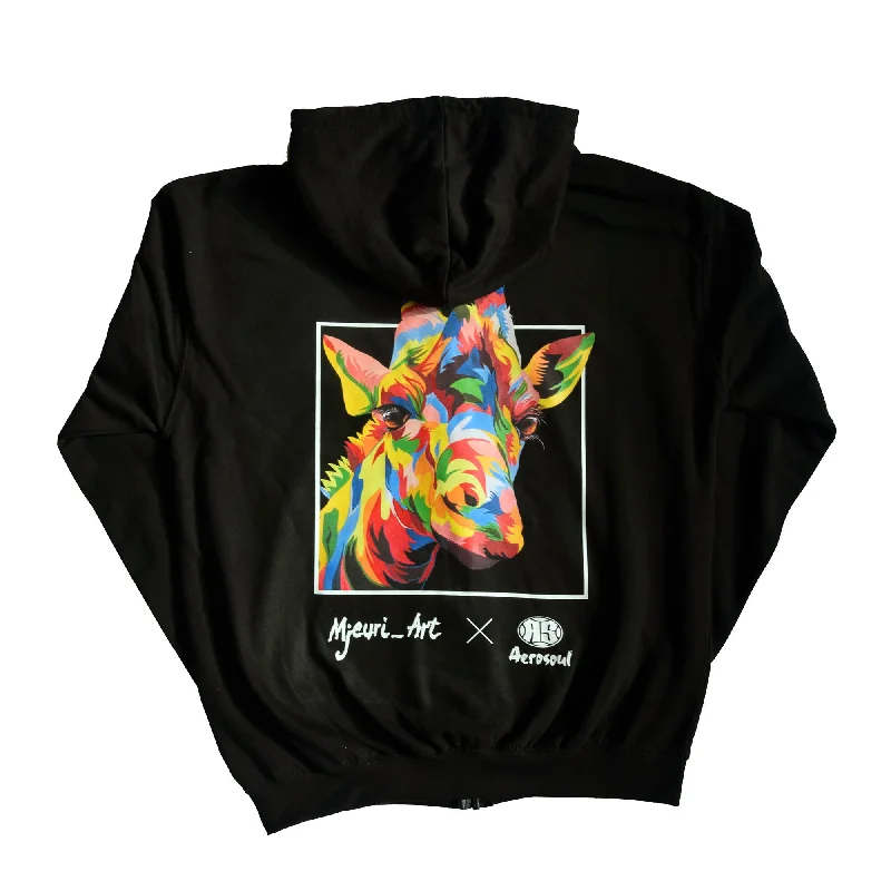 Buy Now A.S. Africa Giraffe Zipped Hoodie (Black)