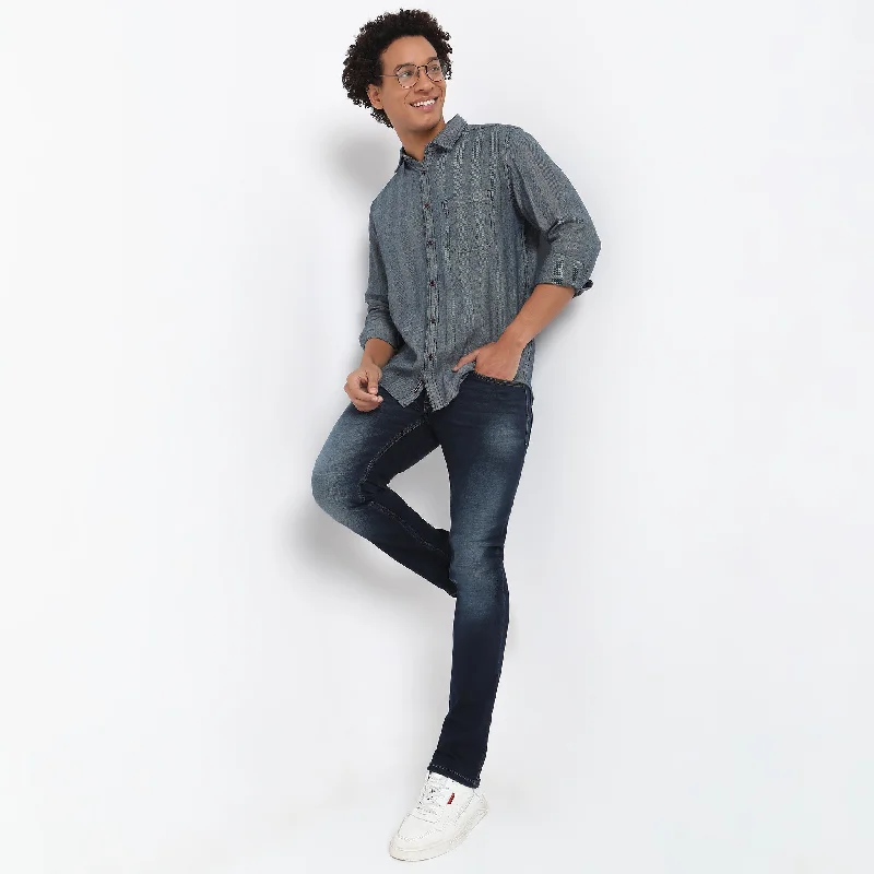 Limited Availability Cruiser™ - Indigo Herringbone Authentic Modern Denim Shirt - Regular Fit