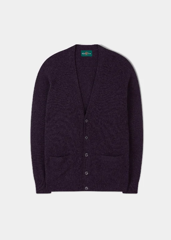 Limited Availability Cornwall Lambswool Cardigan in Elderberry - Classic Fit