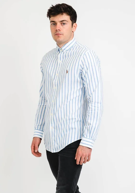 Overstock Clearance Ralph Lauren Classic Wide Striped Slim Shirt, Blue