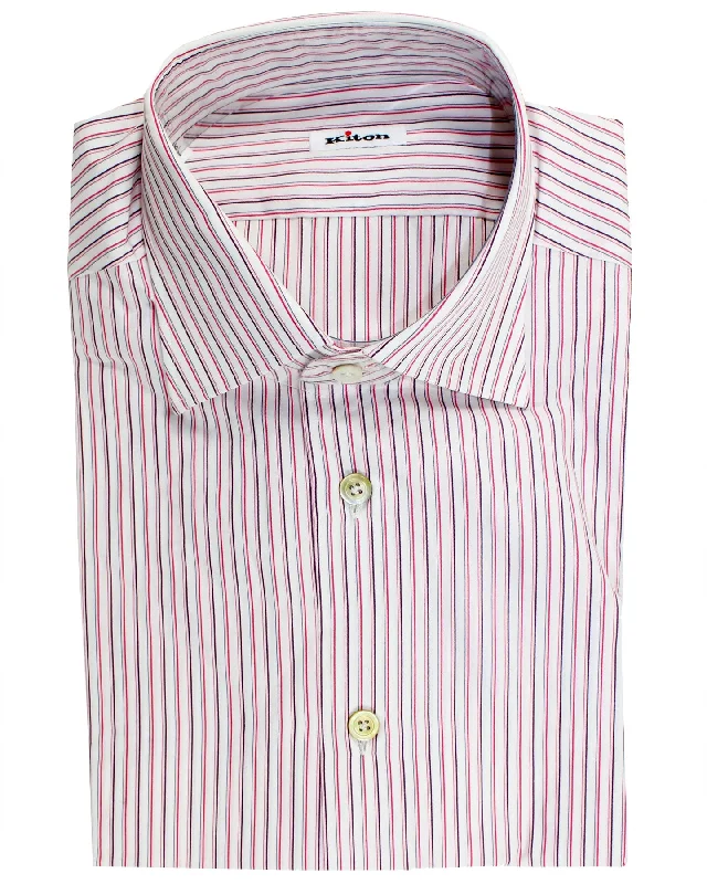 Clearance Event Kiton Dress Shirt White Pink Blue Stripes 42 - 16 1/2