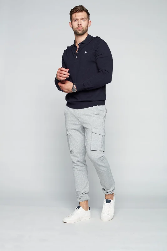 Massive Deals DEAN -  Slim Fit Convertible Cargo Ponte Knit Jogger - Light Grey