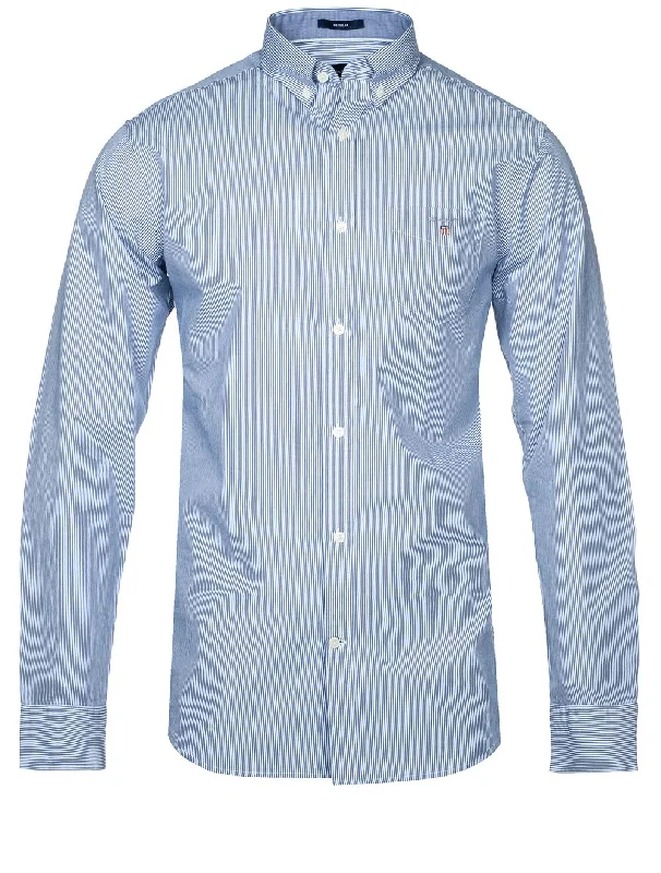 Low Prices Regular Fit Banker Stripe Broadcloth Shirt College Blue