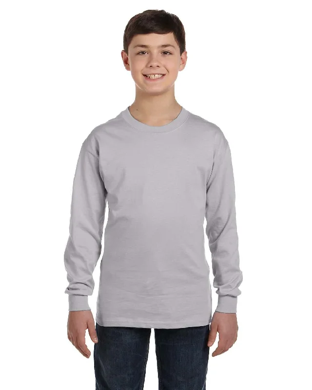 Lowest Prices Gildan Youth Heavy Cotton Long Sleeve T-Shirt | Sport Grey