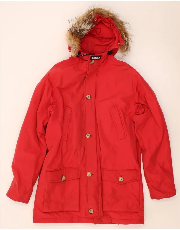 Weekend Specials You Can't Miss WOOLRICH Womens Hooded Padded Coat UK 14 Large Red