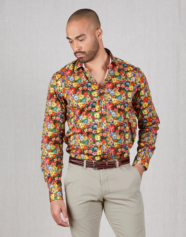 Warehouse Sale Barbican Yellow Painted Floral Print Shirt