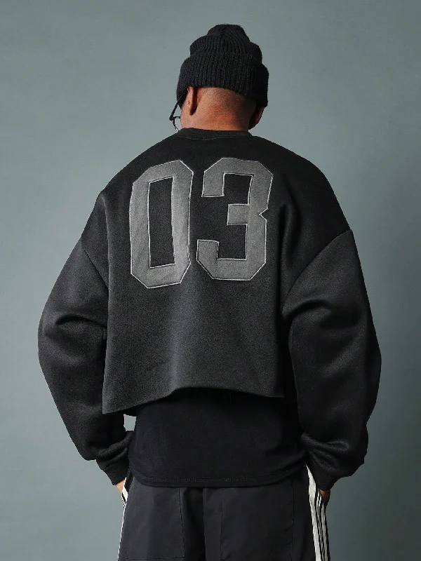 The Best Deal Crop Fit Crew Neck Sweatshirts With Large Patch Embroidered