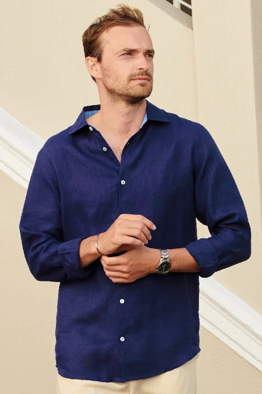 Weekend Deals That Thrill Men's Linen Shirt | Navy
