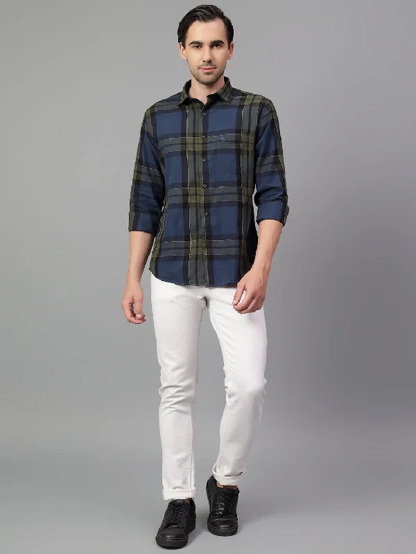 Exclusive Savings Men's Navy Blue Checked Full Sleeve Casual Shirt