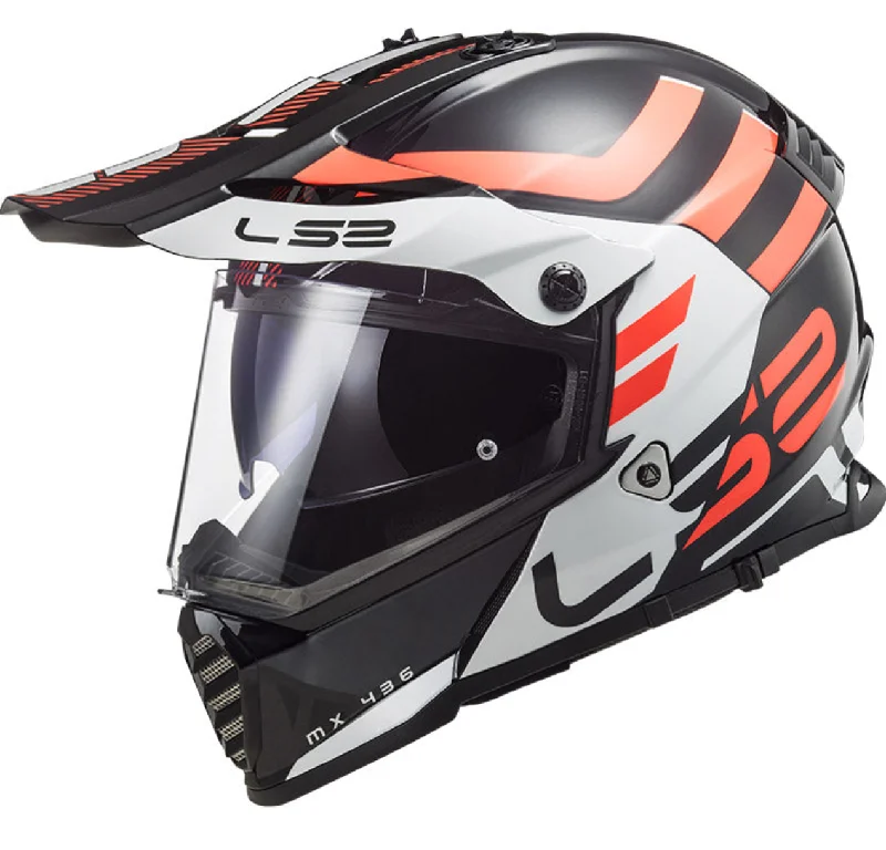 Pay Less LS2 MX436 Pioneer Evo Adventurer Gloss Black White Helmet