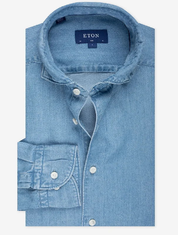Steals and Deals Slim Tencel Denim Shirt Denim