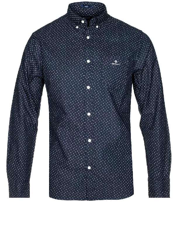 Price Reduction Reg Micro Print Oxford Button-down Shirt Evening Blue