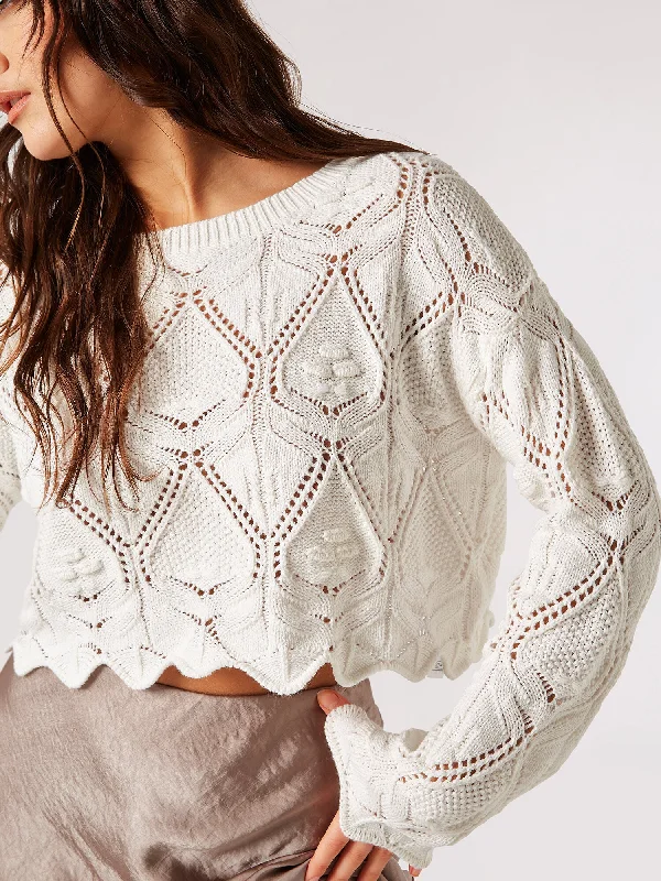 Half Price Scallop Hem Pointelle Sweater