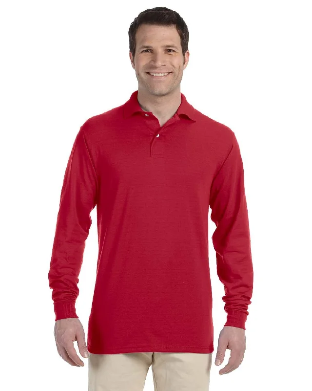 The Best Prices Jerzees 50/50 Long Sleeve Jersey Knit Polo Shirt | True Red