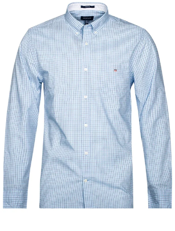 Weekend Savings Extravaganza Regular Mini Check Poplin Buttondown Capri Blue