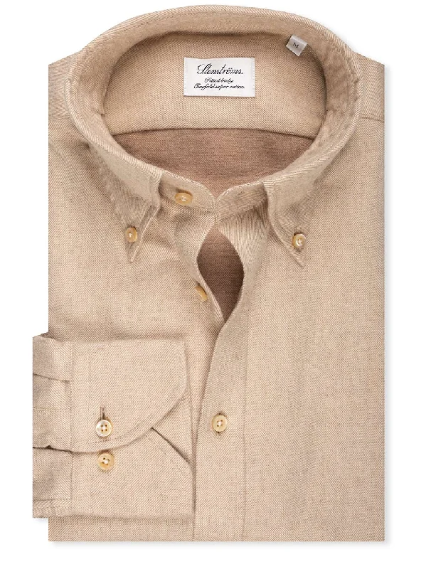 Take Advantage Luxury Flannel Fitted Shirt Beige