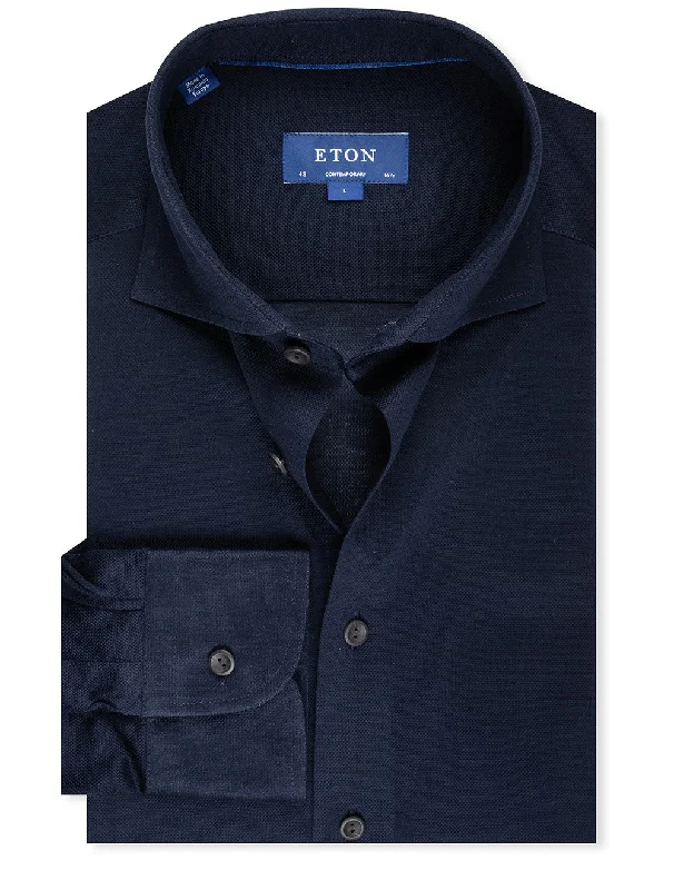 Referral Discount Contemporary Pique Jersey Shirt Navy