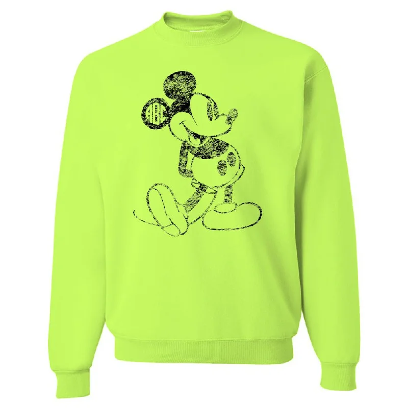Weekend Discounts to Enjoy Monogrammed Neon 'Vintage Mickey' Crewneck Sweatshirt
