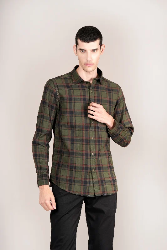 Exclusive Online Offer Men's Green Check Full Sleeves Casual Shirt