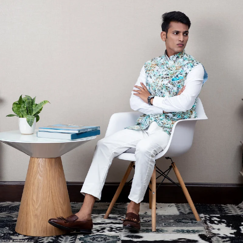 Weekend Discounts to Love Jihan Abstarct Print Nehru Jacket