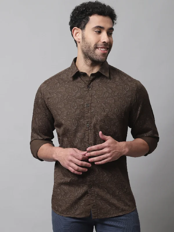 Weekend Savings Extravaganza Men's Olive Green Casual Ditsy Print Full Sleeve Shirt